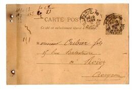 TB 2866 - Entier Postal Type Sage - Carte Postale Commerciale Mr LEMAITRE à PARIS Pour Mr .CRIBIER à RODEZ - Standaardpostkaarten En TSC (Voor 1995)