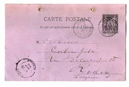 TB 2867 - Entier Postal Type Sage - Carte Postale Commerciale PARIS Pour Mr .CRIBIER à RODEZ - Standaardpostkaarten En TSC (Voor 1995)