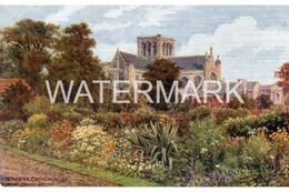 WINCHESTER CATHEDRAL FROM CANTONS GARDEN OLD ART COLOUR POSTCARD SALMON 1536 ARTIST SIGNED A.R. QUINTON A.R.Q. - Quinton, AR