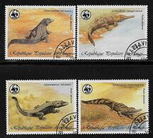 REP. POP. DU CONGO-1987- 4 Valori Obliterati, Emissione ANIMALI IN PERICOLO DI ESTINZIONE (emblema WWF) -in Ottime Cond. - Used Stamps