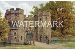 WELLS PALACE DRAWBRIDGE OLD ART COLOUR POSTCARD SALMON 3053 ARTIST SIGNED A.R. QUINTON A.R.Q. - Quinton, AR