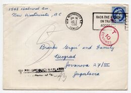 1960. CANADA,TO BELGRADE,YUGOSLAVIA,POSTAGE DUE 10 CEN. PRINTED TO PAY 13 DIN. IN YUGOSLAVIA - Portomarken