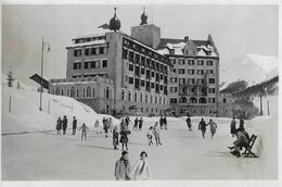 ZUOZ → Kurhaus Castell Südfassade Mit Vollbesetzter Eisbahn, Fotokarte Anno 1937 - Zuoz