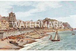 HASTINGS FROM THE PIER OLD ART COLOUR POSTCARD SALMON 1001 ARTIST SIGNED A.R. QUINTON A.R.Q. - Quinton, AR