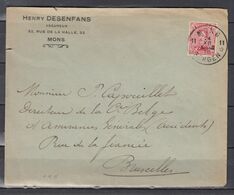 Brief Van Mons 11 Bergen (sterstempel) Naar Bruxelles Henry Desenfans - 1915-1920 Albert I