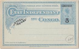 Etat Indépendant Du Congo - Congo Belge - Stamped Stationery Attached Blue And Brown Version - Unused - Postwaardestukken