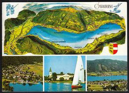 Austria Ossiachersee 1994 / Sailing, Fishing, Water Skiing / Panorama, Map, Coat Of Arms - Voile