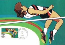 37464. Tarjeta Maxima SOUTH BEND (In) USA 1983. SALTO ALTURA Women. Games 84 - Jumping