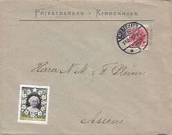 Denmark PRIVATBANKEN Brotype Ia KJØBENHAVN I. 1909 Cover Brief ASSENS (Arr.) Christmas Seal 1909 Girl Mädchen - Covers & Documents