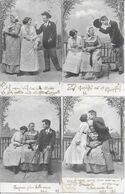 4 HUMORKARTEN → Darstellung / Verlauf Eines Annäherungsversuches Mann & Frau Anno 1903 - Humorísticas