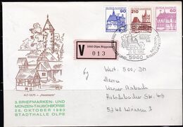 BRD, 1980, BuSchl. 60, 3. Briefmarken- Und Münzen-Tauschbörse  Olpe. Hexenturm, Wertbrief - Private Covers - Used