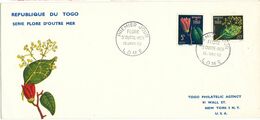 Togo FDC 15-1-1959 Flowers With Cachet And Sent To USA - Covers & Documents