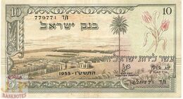 ISRAEL 10 LIROT 1955 PICK 27b XF - Israel