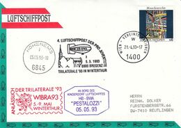 Nations Unies - Lettre De 1993 - Oblit Wien Nations Unies - Vol Par Montgolfière-Pro Juventute-expo Wibra 93-valeur 8 € - Luchtballons