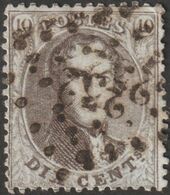 Belgique 1865 COB 14B,  10 C Léopold Ier, Oblitération à Points 232 Maldeghem - Postmarks - Points