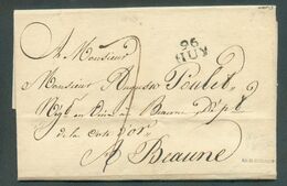 LAC De Huy Le 29 Mai 1813  (griffe Noire 96/HUY) Vers Beaune - Port 7 Décimes. -  Belle Fraîcheur.  15953 - 1794-1814 (Französische Besatzung)