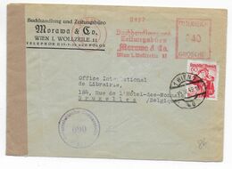 AUTRICHE - 1949 - ENVELOPPE CENSUREE Avec EMA + TIMBRE De WIEN => BRUXELLES - Franking Machines (EMA)