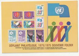 UN Genf 1975 Souvenir Folder **, Annual Collection, Jahressammelmappe, 4 Scans, UNO Geneva Postfrisch, MNH - Cartas & Documentos
