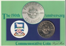 FALKLAND ISLANDS 1983 FKP0.50 150th Anniversary: Single Coin (in Pack) BRILLIANT UNCIRCULATED - Falklandinseln