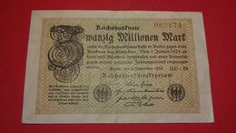 1923  GERMANIA REPUBBLICA DI WEIMAR BANCONOTE TEDESCA 20 MILLIONEN MARK GERMANY BANKNOT BILLET DE BANQUE ALLEMAND NAZI - 20 Miljoen Mark