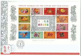 1999 Hong Kong 12 Animals Lunar New Year Cycle FDC VFU Animal Postmark - FDC