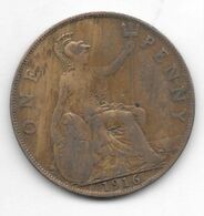 Great Britain 1 Penny 1916  Km 810 - D. 1 Penny