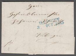 1845. ILLINGEN 3 OCT 1845 In Blue. Postal Marking 4 Reverse On The Cover. () - JF365405 - Briefe U. Dokumente