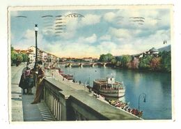 9008 "TORINO-MOTONAVE SUL PO"ANIMATA- CARTOLINA POSTALE ORIGINALE SPEDITA 1938 - Fiume Po