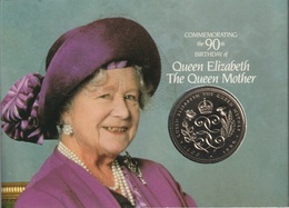 GREAT BRITAIN 1990 GBP5.00 Queen Mother's 90th Birthday: Single Coin (in Pack) BRILLIANT UNCIRCULATED - 5 Pounds