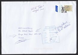 Netherlands: Cover To Albania, 2020, 1 Stamp + Tab, Atlas, Map, Returned, Retour Cancel, Cancels At Back (minor Crease) - Briefe U. Dokumente