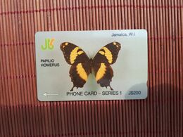 Phonecard Buterfly Jamaica 200 $ Used Control Number 8 JAMD Used Rare - Giamaica