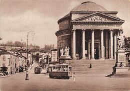 01800 "TORINO - CHIESA DELLA GRAN MADRE" ANIMATA, TRAMWAY.  CART NON SPED - Églises