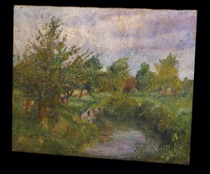 [IMPRESSIONNISME Huile Sur Toile] Rivière Dans Un Paysage Bucolique. - Huiles