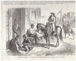 Expedition Du Mexique PUEBLA  Mexico UN  CASERNEMENT   DE LA GARDE URBAINE A PUEBLA   ...... Gravure  D Epoque  1863 - México