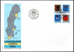SWEDEN 1984 Rebate Stamps: Provincial Arms FDC. Michel 1278-81 - FDC
