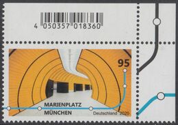 !a! GERMANY 2020 Mi. 3538 MNH SINGLE From Upper Right Corner - Subway Stations: Marienplatz, Munic - Unused Stamps