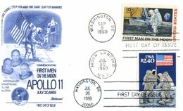 (L 5)  USA - Space - Apollo 11 - 1969 FDC Cover With Additional 1989 Stamp (and Postmarks) - Amérique Du Nord