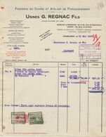 Facture - Usine G. Regnac & Fils  - Fonderie De Cuivre - Charleroi - 1930 - Ambachten