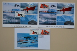 Chili 2001 FDC + 2 Cartes Maximum Antartica Chilena Phoque Foca Pestrel Base Antarctique Chile - Forschungsprogramme