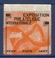 VIGNETTE EXPO PEXIP 1937 EN ORANGE ** - Briefmarkenmessen