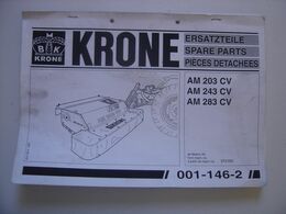 Manuel KRONE Materiel Agricole AM 203 CV Ersatzteile Spare Parts Pieces Detachee - Trattori