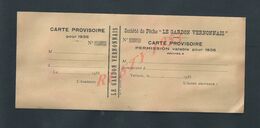 CARTE SOCIÉTÉ DE PÊCHE LE GARDON VERNONNAIS 1935 À VERNON VIERGE : - Fishing