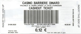 Ticket Cashout : Casino Barrière Dinard (Département 35) - Cartes De Casino