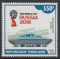 Togo 2018 Mi. ? Surch. Ovpt. "FRANCE CHAMPION" FIFA World Cup WM Coupe Du Monde Russie Russia Football Fußball Soccer - 2018 – Rusia