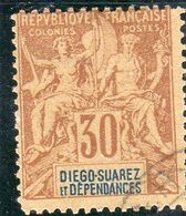 DIEGO SUAREZ -ET-DEPENDANCES: Année 1892 YT N°33 Oblitéré - Gebraucht