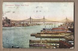 CPA USA - NEW YORK CITY - Queensboro Bridge - TB PLAN PONT Avec Vue Des Docks Et Une Partie De La Ville - Bruggen En Tunnels