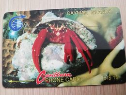 CAYMAN ISLANDS  CI $ 15,-  CAY-1C CONTROL NR 1CCIC  HERMIT CRAB OLD LOGO     Fine Used Card  ** 3059** - Cayman Islands