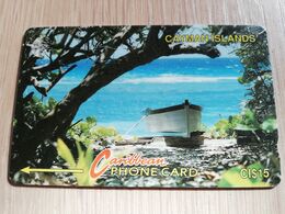 CAYMAN ISLANDS  CI $ 15,-  CAY-6B  CONTROL NR 6CCIB  BOAT ON BEACH    NEW  LOGO     Fine Used Card  ** 3071** - Iles Cayman