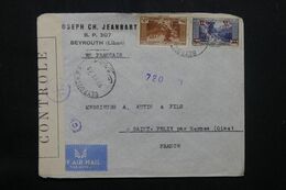 LIBAN - Enveloppe Commerciale De Beyrouth Pour La France En 1944 Avec Contrôle Postal - L 69779 - Covers & Documents