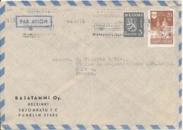 Finland Air Mail Cover Sent To France 1951 (the Cover Is Bended) - Lettres & Documents